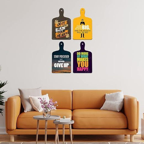Motivational Quotes Designer Wood Wall Hangers For Home Decor, Office, Wooden Artworks Hangings (Wh_5619Nn, Set of 4) - Decor Mantra 