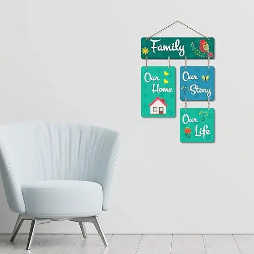 Family Quote Decorative Wall Art MDF Wooden Hanger for Livingroom, Bedroom | Home Decor | Office | Gift | Quotes Items | Wood Hanging For Decoration | Modern Artworks (WH_6516N) - Decor Mantra 