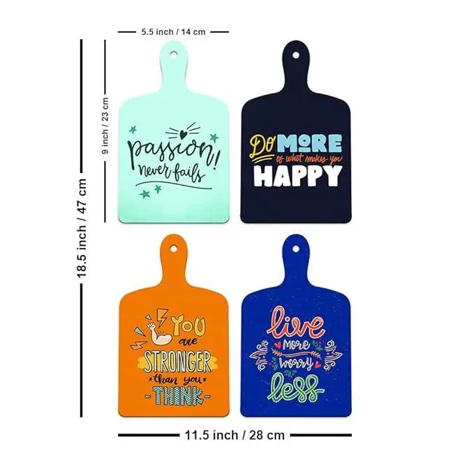 Designer Wooden Wall Hanging for Home Decor | Office | Bedroom | Decoration for Living Room | Motivational Quotes Decorative Items | Artworks Hanger (WH_5615N, Set of 4) - Decor Mantra 