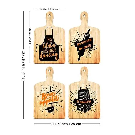 Beautiful Kitchen Quotes Designer Wooden Wall Hanger for Home Decor | Gifts | Decoration Items for Kitchen | Decorative Item for Home (WH_5611N, Set of 4) - Decor Mantra 