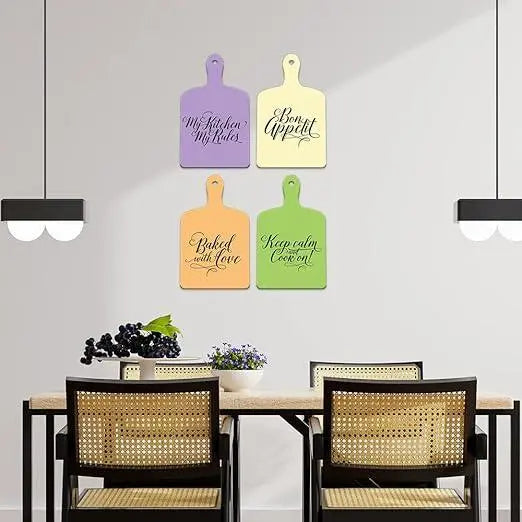 Cooking Quotes Designer Wooden Wall Hanging for Home Decor | Gifts | Wall Decoration Items for Kitchen | Decorative Items for Home | Artworks Wall Hangings(WH_5604N) Set of 4 - Decor Mantra 