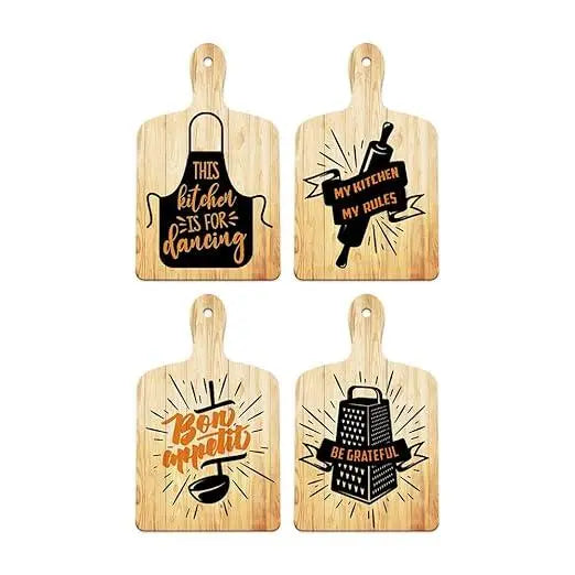 Beautiful Kitchen Quotes Designer Wooden Wall Hanger for Home Decor | Gifts | Decoration Items for Kitchen | Decorative Item for Home (WH_5611N, Set of 4) - Decor Mantra 