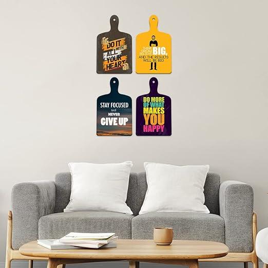 Motivational Quotes Designer Wood Wall Hangers For Home Decor, Office, Wooden Artworks Hangings (Wh_5619Nn, Set of 4) - Decor Mantra 