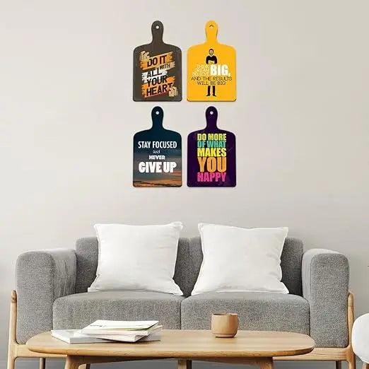 Motivational Quotes Designer Wood Wall Hangers For Home Decor, Office, Wooden Artworks Hangings (Wh_5619Nn, Set of 4) - Decor Mantra 