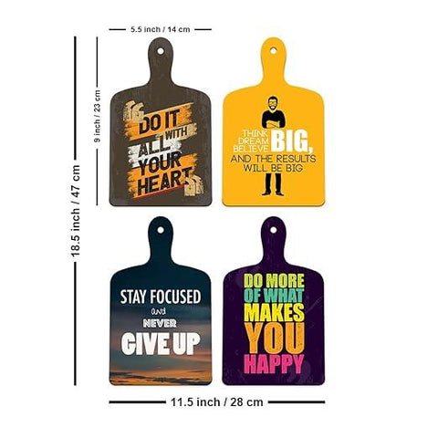 Motivational Quotes Designer Wood Wall Hangers For Home Decor, Office, Wooden Artworks Hangings (Wh_5619Nn, Set of 4) - Decor Mantra 