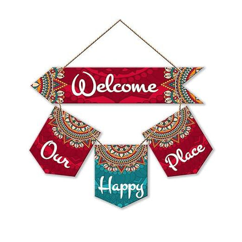 Welcome Quote Decorative Wall Art MDF Wood Wall Hanger for Living Room | Bedroom | Gifts | Wooden Home Decor | Welcome Sign Decoration Quotes Items | Modern Artworks Hangings (WH_6420N) - Decor Mantra 