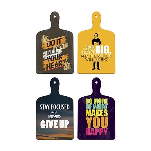 Motivational Quotes Designer Wood Wall Hangers For Home Decor, Office, Wooden Artworks Hangings (Wh_5619Nn, Set of 4) - Decor Mantra 