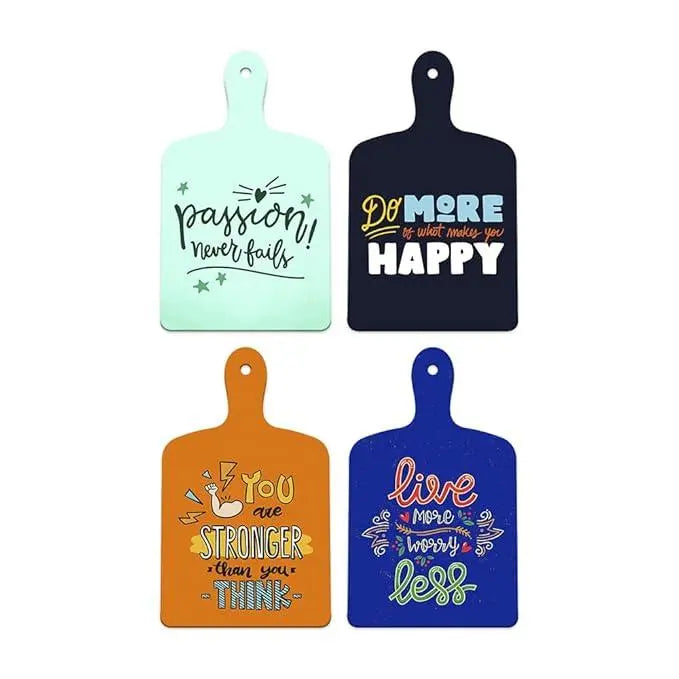 Designer Wooden Wall Hanging for Home Decor | Office | Bedroom | Decoration for Living Room | Motivational Quotes Decorative Items | Artworks Hanger (WH_5615N, Set of 4) - Decor Mantra 