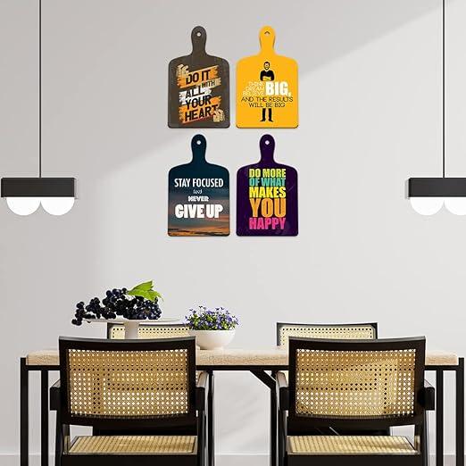 Motivational Quotes Designer Wood Wall Hangers For Home Decor, Office, Wooden Artworks Hangings (Wh_5619Nn, Set of 4) - Decor Mantra 