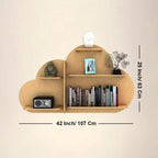 Cloud Shape Backlit Designer Wooden Wall Shelf / Book Shelf / Night Light, Light Oak Finish - Decor Mantra 