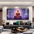 Abstract HCmony Of Buddha Glass Finish Horizontal Wall Art