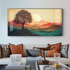 Majestic Sunlit Forest Glass Finish Horizontal Wall Art