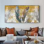 Feather HCmony Glass Finish Horizontal Wall Art