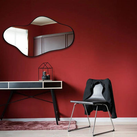 Asymmetrical Irregular Bathroom Decor Mirror with White Wooden Finish - Decor Mantra 