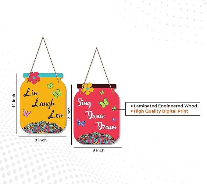 Motivational Quotes Decorative Wall Art Wooden Wall Hanging for Living Room | Bedroom | Office | Gifts | MDF Wood Wall Hanger Ornaments for Home Decor Items (WH_6806N), Set of 2 - Decor Mantra 