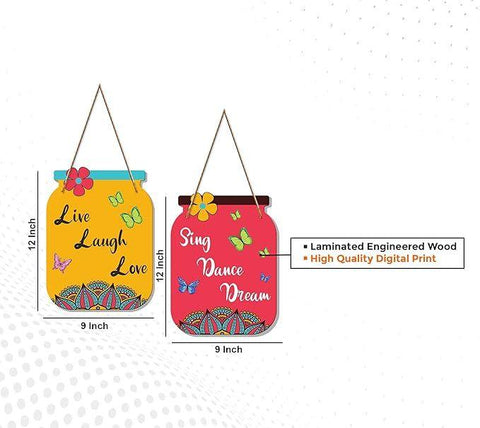 Motivational Quotes Decorative Wall Art Wooden Wall Hanging for Living Room | Bedroom | Office | Gifts | MDF Wood Wall Hanger Ornaments for Home Decor Items (WH_6806N), Set of 2 - Decor Mantra 