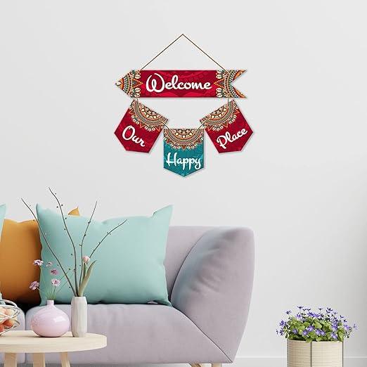 Welcome Quote Decorative Wall Art MDF Wood Wall Hanger for Living Room | Bedroom | Gifts | Wooden Home Decor | Welcome Sign Decoration Quotes Items | Modern Artworks Hangings (WH_6420N) - Decor Mantra 