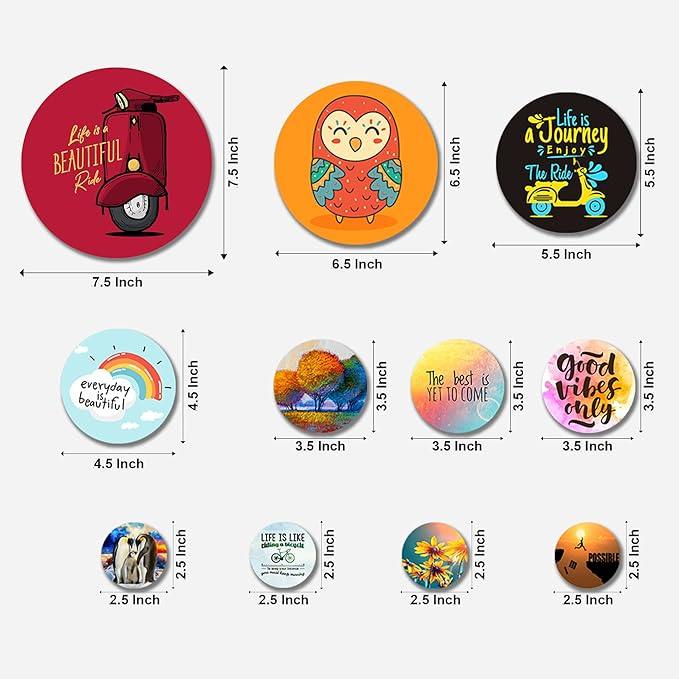 Designer MDF Wooden Nature Wall Hanging (WPS_112N, Multicolor) - Set of 11 - Decor Mantra 