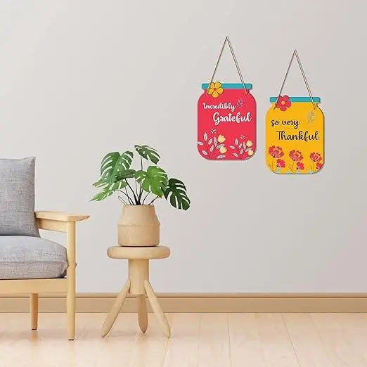 Motivational Quotes Decorative Wall Art Wooden Hanger Ornaments for Livingroom, Bedroom | Office | Gift | MDF Wood Hanging For Home Decoration | Modern Decor Items (WH_6807N), Set of 2 - Decor Mantra 