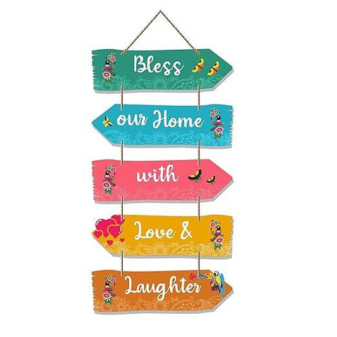Home Quotes Decorative Wall Art Mdf Wooden Wall Hanger For Living Room | Bedroom | Gifts | Wall Hangings For Home Decoration | Modern Decor Items | Art Painting (Wh_7303N), Set Of 5 - Decor Mantra 