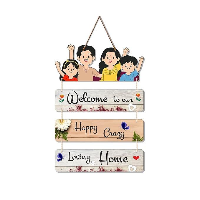 Home Quote Decorative Wooden Wall Art Hanging for Living Room | Bedroom | Gift | Home Decoration | Art Piece For Room Decor | Wood Art Item (WH_6906N), Set of 4 - Decor Mantra 