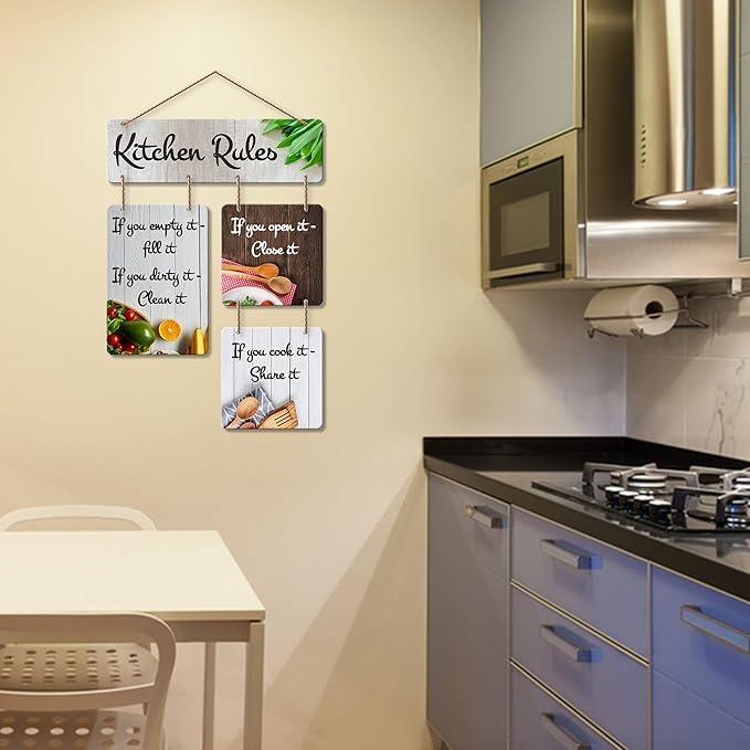 Decorative Wall Art Mdf Wooden Wall Hanging For Living Room | Bedroom | Home Decor | Office | Gift | Kitchen Rules Quotes Items For House Decoration | Modern Art (Wh 6506N) - Decor Mantra 