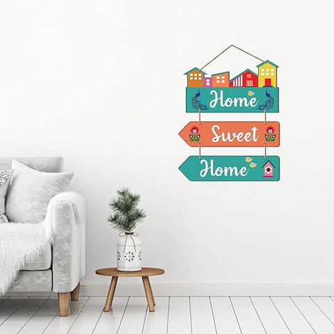 Home Sweet Home Quote Decorative Wall Art MDF Wood Wall Hanger for Living Room | Bedroom | Home Decor | Gifts | Wooden Decoration Items | Modern Artworks (WH_5802N), Set of 3 - Decor Mantra 