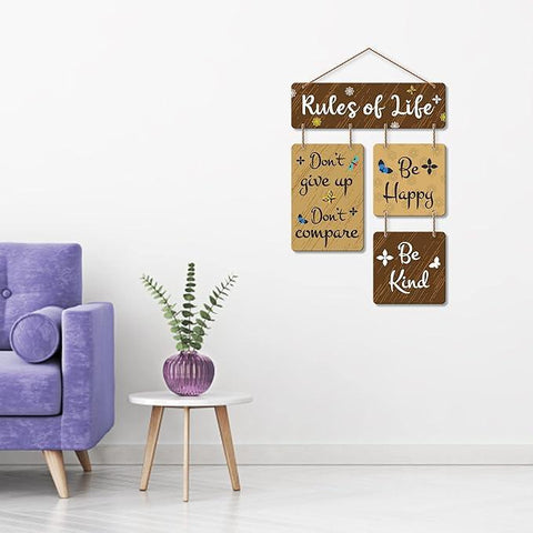 Rules Of Life Decorative Wall Art Wooden Wall Hanger For Living Room | Bedroom | Home Decor | Office | Gifts | Quotes Items | Wall Hanging For Home Decoration | Modern Art (Wh_6507N) - Decor Mantra 