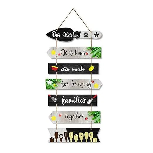 Kitchen Quotes Wooden Wall Hanging for Home Decor | Decorative Item for Kitchen | Gifts | MDF Wood Wall Hanger for Decoration | Modern Artwork (WH_7006N), Set of 7 - Decor Mantra 