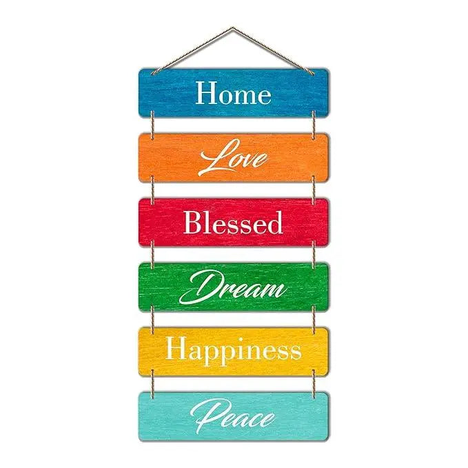 Decorative Wall Hanging Wooden Art Decoration item for Living Room | Bedroom | Home Decor | Gifts | Quotes Decor Painting | Wall Art For Hall | Mdf Wall Decoration,Set of 6(WH_3203NN) - Decor Mantra 