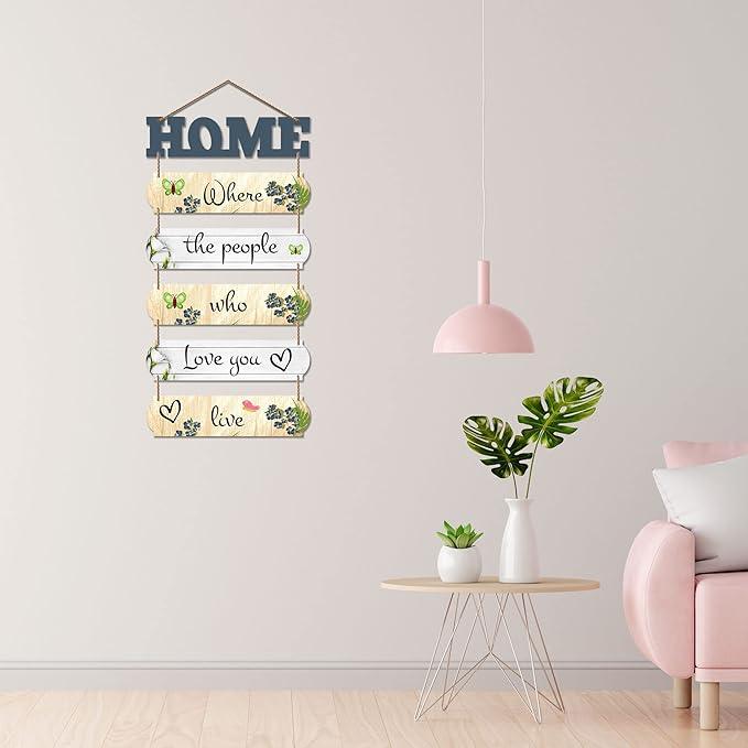 Home Quote Decorative Wall Art MDF Wooden Hanger for Livingroom, Bedroom | Gifts | Hangings Decoration | Modern Decor Items | Artworks Piece (WH_6607N), Set of 6 - Decor Mantra 