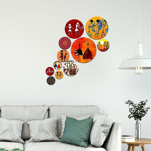 Designer Engineered Wood Wall Hanging Decoration Item for Home Decor | Office | Gift | Wooden Wall Hanger| Living Room | Bedroom | Wall Decorative Items (WPS_126N), Pack of 11 Pieces - Decor Mantra 