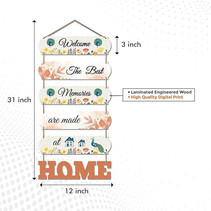 Home Quote Decorative Wall Art MDF Wooden Hanger for Living Room | Bedroom | Gifts | Wood Hangers Decoration | Modern Decor Items | Artworks Hangings (WH_6610N), Set of 6 - Decor Mantra 