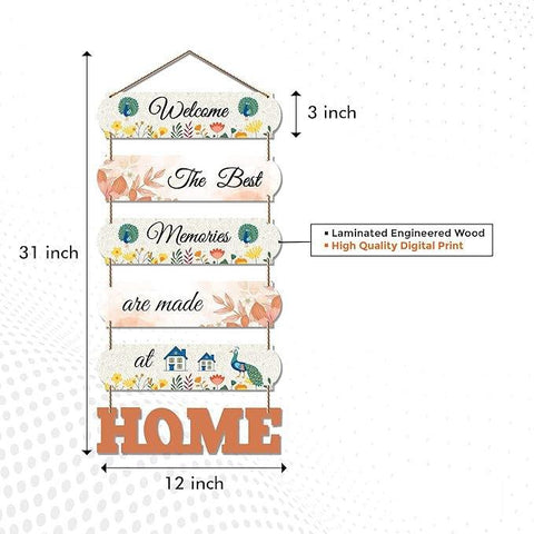 Home Quote Decorative Wall Art MDF Wooden Hanger for Living Room | Bedroom | Gifts | Wood Hangers Decoration | Modern Decor Items | Artworks Hangings (WH_6610N), Set of 6 - Decor Mantra 