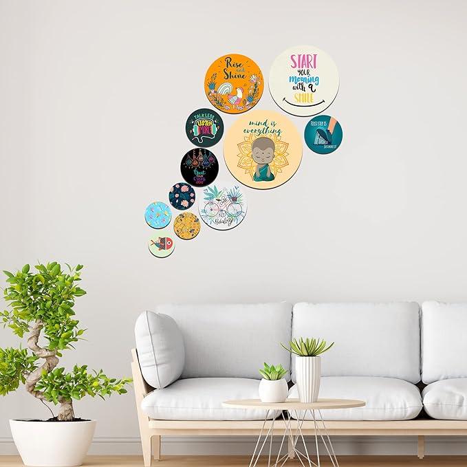 Designer MDF Wooden Wall Hanging for Home Decoration | Office | Gift | Wall Decor Hanging Items | Wall Art | Living Room | Bedroom (WPS_113N), Pack of 11 Pieces - Decor Mantra 