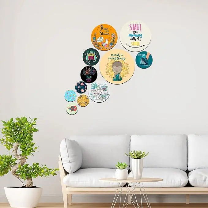 Designer MDF Wooden Wall Hanging for Home Decoration | Office | Gift | Wall Decor Hanging Items | Wall Art | Living Room | Bedroom (WPS_113N), Pack of 11 Pieces - Decor Mantra 