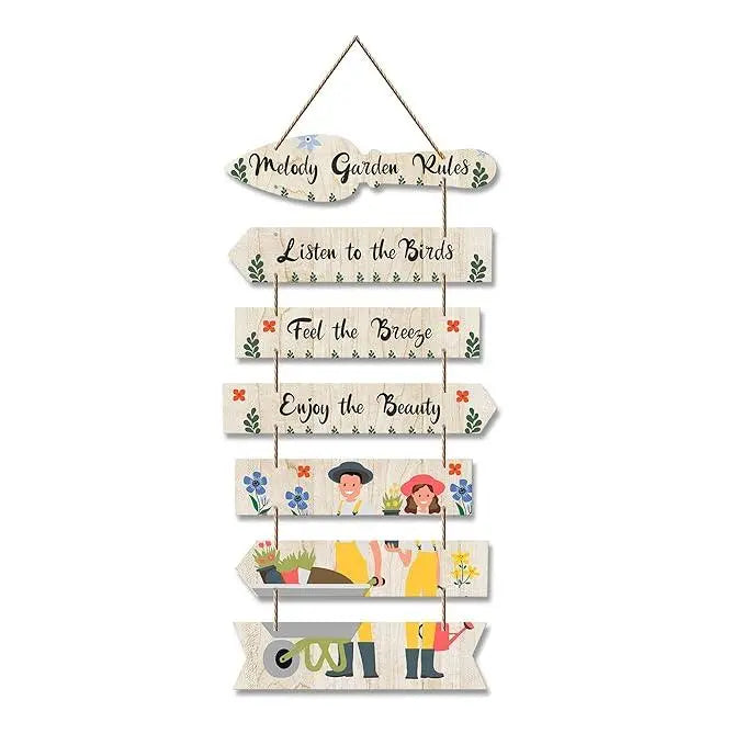 Garden Quote Wooden Wall Hanging for Home Decor | Decorative Items for Balcony | Gifts | Wooden Wall Decoration for Outdoor Decorative Garden | Artworks Item (WH_7003N), Set of 7 - Decor Mantra 