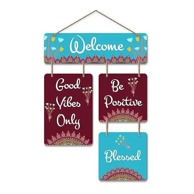 Welcome Quote Decorative Wall Art Mdf Wooden Wall Hanger For Living Room | Bedroom | Home Decor | Office | Gift| Wall Hanging For Home Decoration | Modern Art (Wh_6509N) - Decor Mantra 