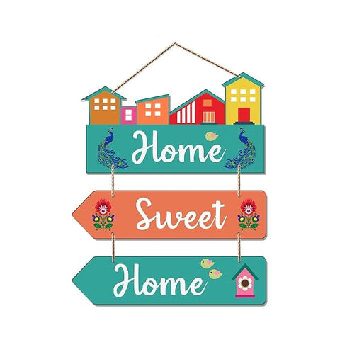 Home Sweet Home Quote Decorative Wall Art MDF Wood Wall Hanger for Living Room | Bedroom | Home Decor | Gifts | Wooden Decoration Items | Modern Artworks (WH_5802N), Set of 3 - Decor Mantra 