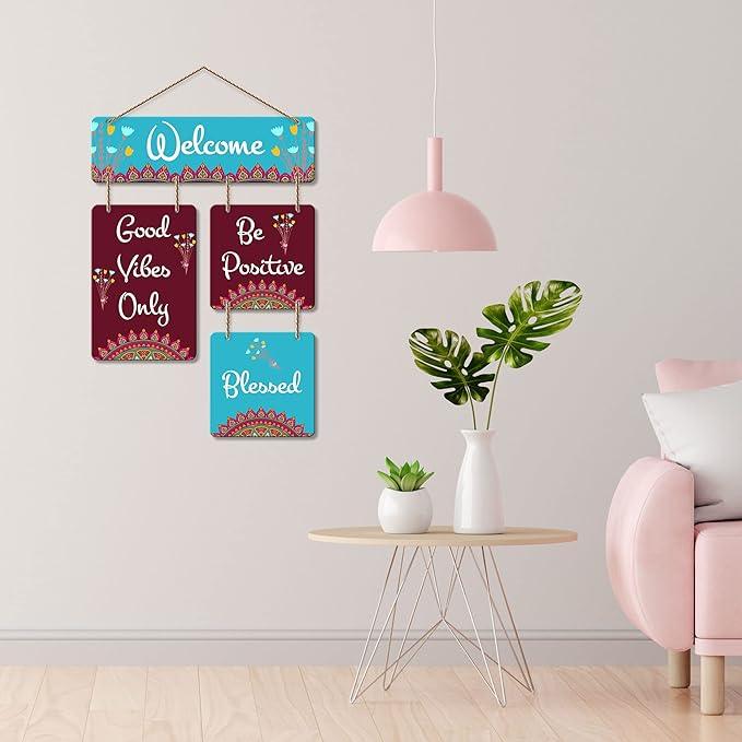 Welcome Quote Decorative Wall Art Mdf Wooden Wall Hanger For Living Room | Bedroom | Home Decor | Office | Gift| Wall Hanging For Home Decoration | Modern Art (Wh_6509N) - Decor Mantra 