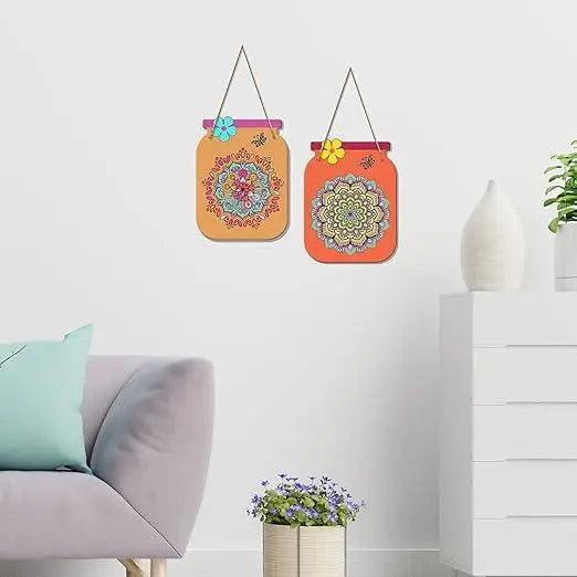 Mandala Pattern Decorative Wall Art MDF Wooden Wall Hanger for Living Room | Bedroom | Office | Gift | Wall Hanging For Home Decoration | Home Decor Items (WH_6808N), Set of 2 - Decor Mantra 