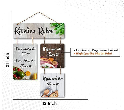 Decorative Wall Art Mdf Wooden Wall Hanging For Living Room | Bedroom | Home Decor | Office | Gift | Kitchen Rules Quotes Items For House Decoration | Modern Art (Wh 6506N) - Decor Mantra 