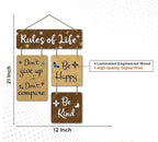 Rules Of Life Decorative Wall Art Wooden Wall Hanger For Living Room | Bedroom | Home Decor | Office | Gifts | Quotes Items | Wall Hanging For Home Decoration | Modern Art (Wh_6507N) - Decor Mantra 