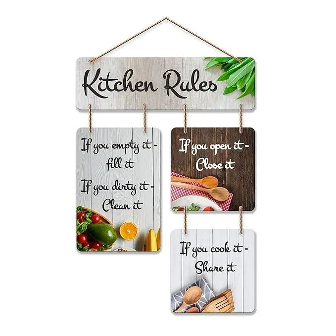 Decorative Wall Art Mdf Wooden Wall Hanging For Living Room | Bedroom | Home Decor | Office | Gift | Kitchen Rules Quotes Items For House Decoration | Modern Art (Wh 6506N) - Decor Mantra 