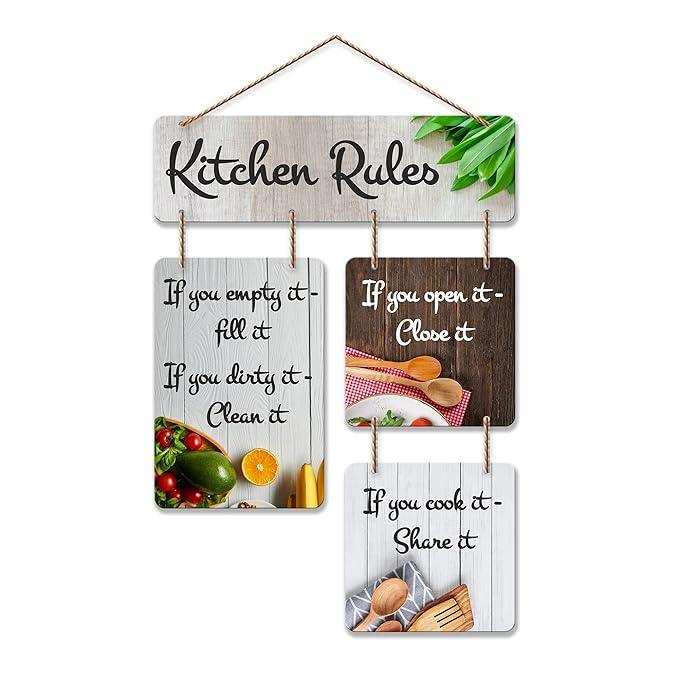 Decorative Wall Art Mdf Wooden Wall Hanging For Living Room | Bedroom | Home Decor | Office | Gift | Kitchen Rules Quotes Items For House Decoration | Modern Art (Wh 6506N) - Decor Mantra 