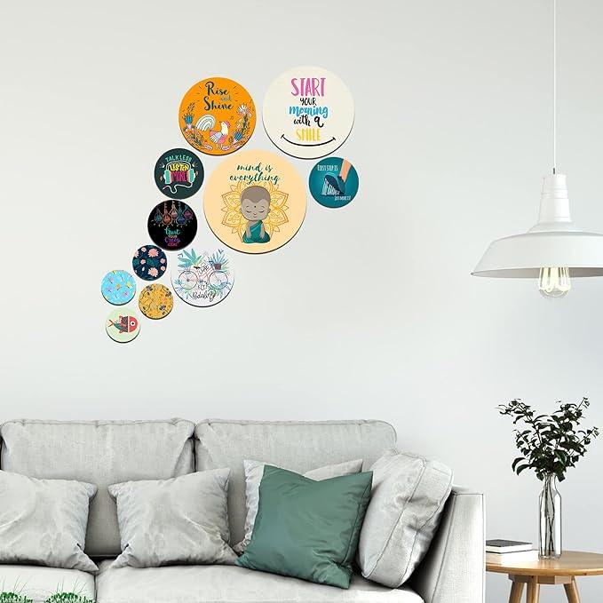 Designer MDF Wooden Wall Hanging for Home Decoration | Office | Gift | Wall Decor Hanging Items | Wall Art | Living Room | Bedroom (WPS_113N), Pack of 11 Pieces - Decor Mantra 