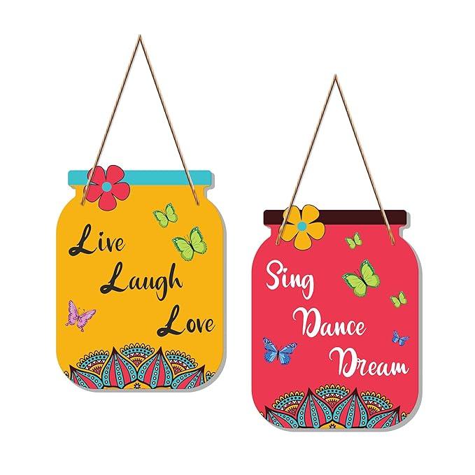 Motivational Quotes Decorative Wall Art Wooden Wall Hanging for Living Room | Bedroom | Office | Gifts | MDF Wood Wall Hanger Ornaments for Home Decor Items (WH_6806N), Set of 2 - Decor Mantra 