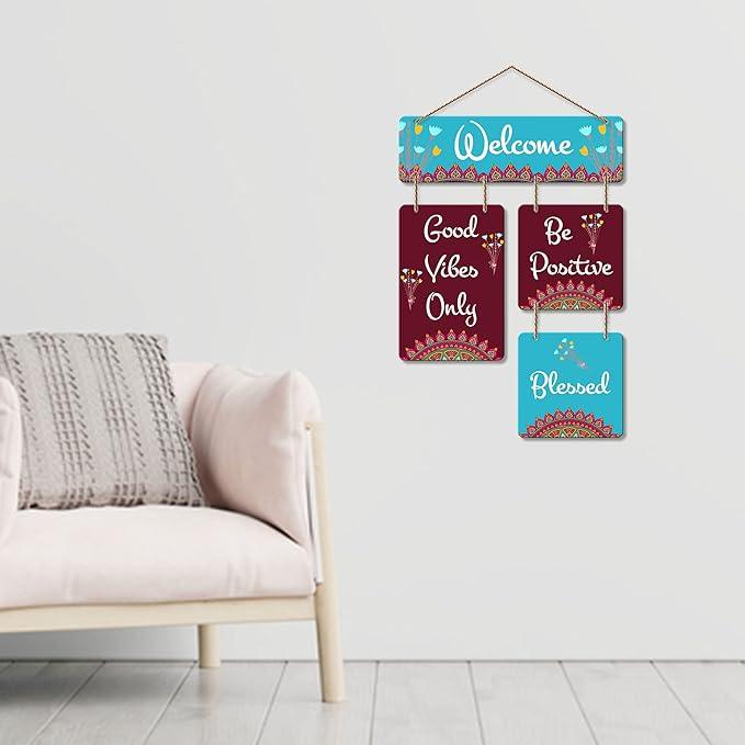 Welcome Quote Decorative Wall Art Mdf Wooden Wall Hanger For Living Room | Bedroom | Home Decor | Office | Gift| Wall Hanging For Home Decoration | Modern Art (Wh_6509N) - Decor Mantra 