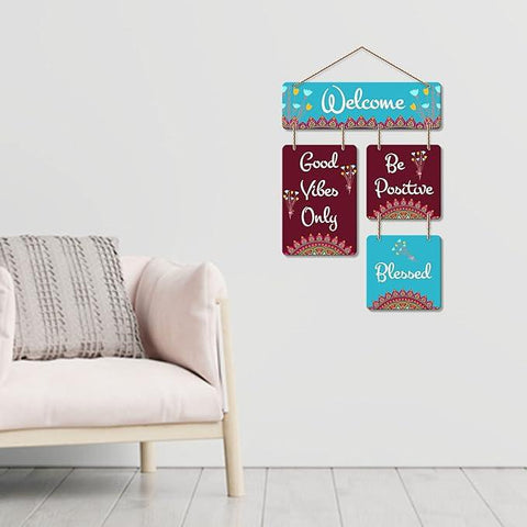 Welcome Quote Decorative Wall Art Mdf Wooden Wall Hanger For Living Room | Bedroom | Home Decor | Office | Gift| Wall Hanging For Home Decoration | Modern Art (Wh_6509N) - Decor Mantra 