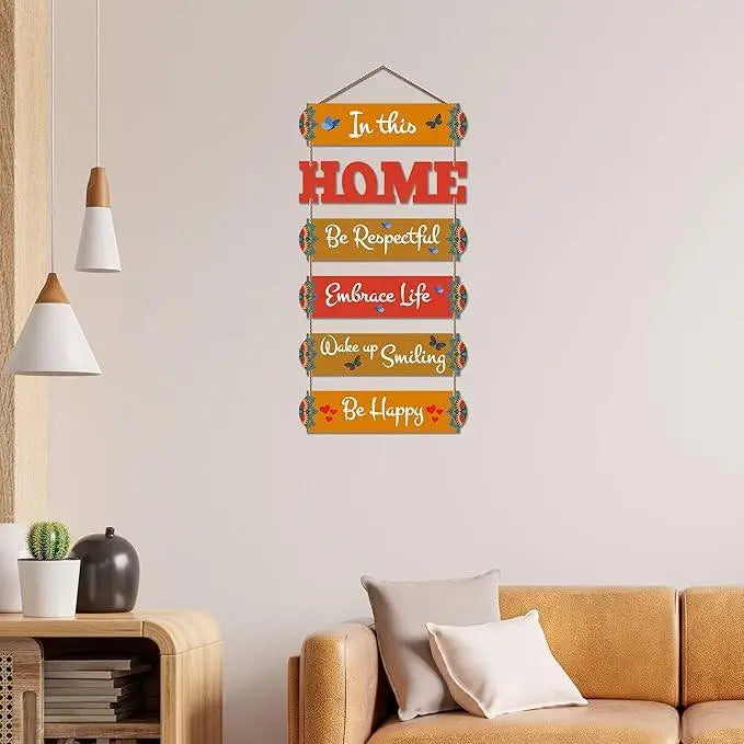 Home Quote Decorative Wall Art Wooden Wall Hanger for Living Room | Bedroom | Gifts | Wall Hangings for Home Decoration | Modern Decor Items | Artworks Art Piece (WH_6608N), Set of 6 - Decor Mantra 